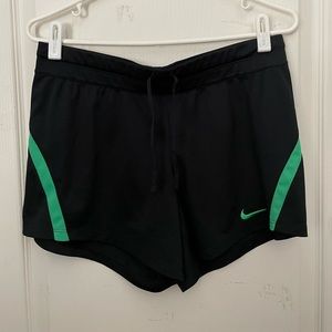 Nike Green and Black Dri-Fit Athletic Shorts